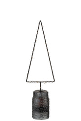 Kerstb+Led+Batterij Open Metaal Zwart Medium